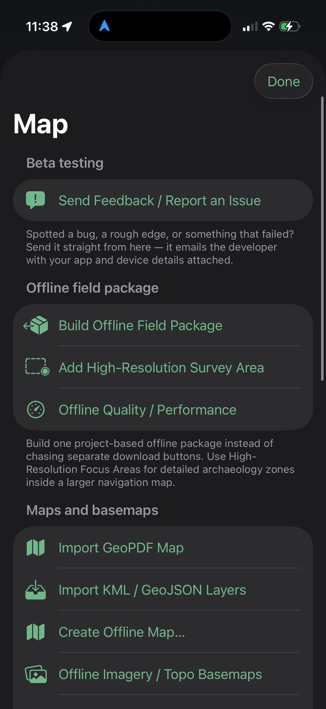 Ology offline field package builder with high-resolution survey area option